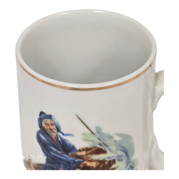Norman Rockwell Coffee Mug "Braving The Storm" Porcelain Tankard 24K Gold Rim - Picture 7 of 10